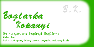 boglarka kopanyi business card