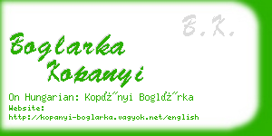 boglarka kopanyi business card